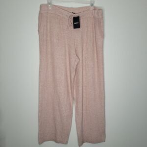 DKNY Women’s Cashmere Blend Ribbed Wide Leg Joggers Pink Size xxl NWT